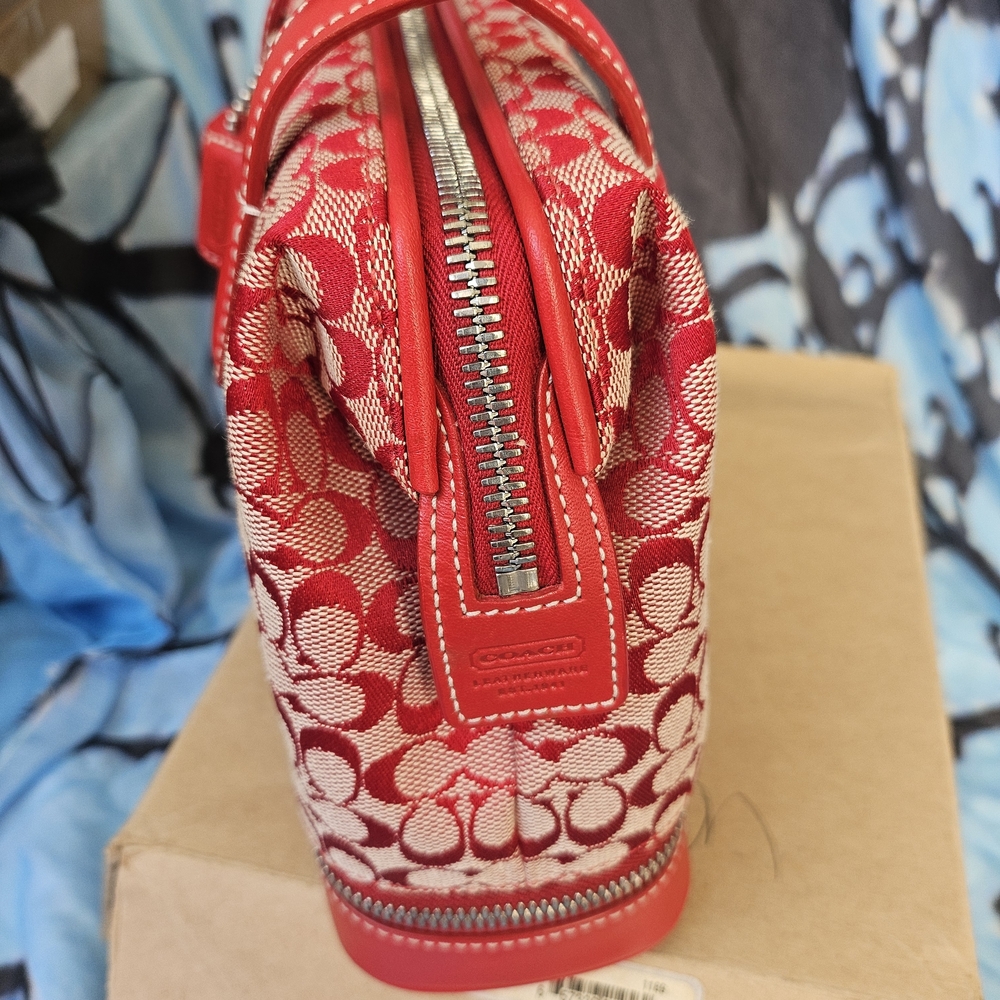EUC Coach Red&Cream Signature Mini Satchel - Picture 5 of 15